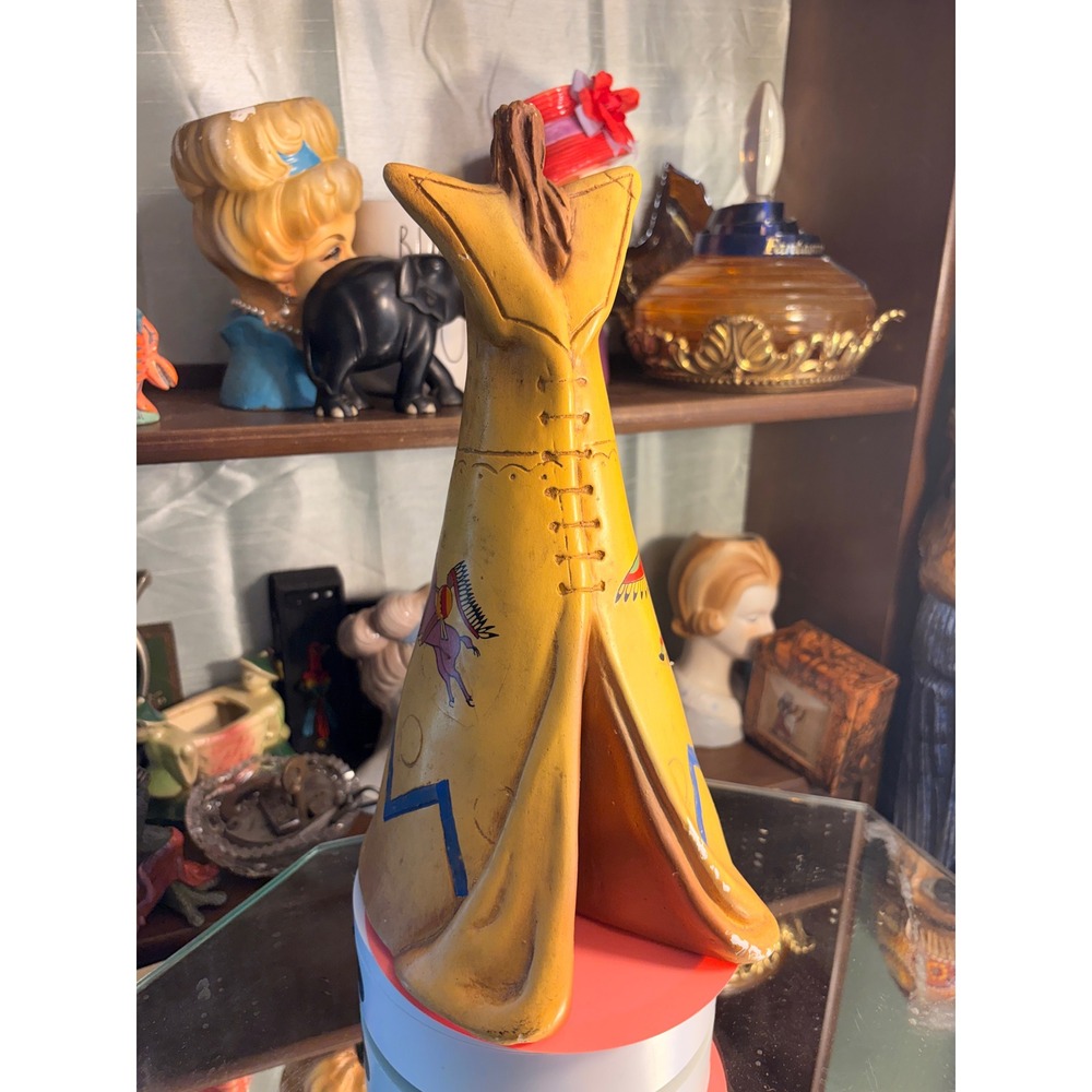 Vintage 1961 Duquesne Statuary Co Teepee Chalkware Piggy Bank Pittsburgh PA